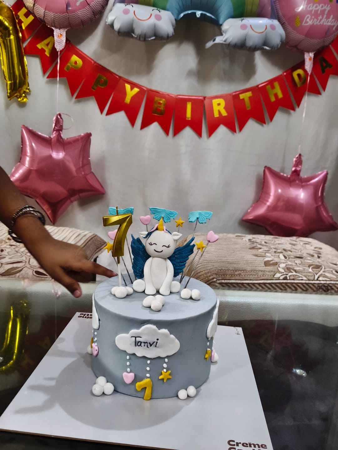 Customer photo review of Blue Unicorn Pony Design Cake