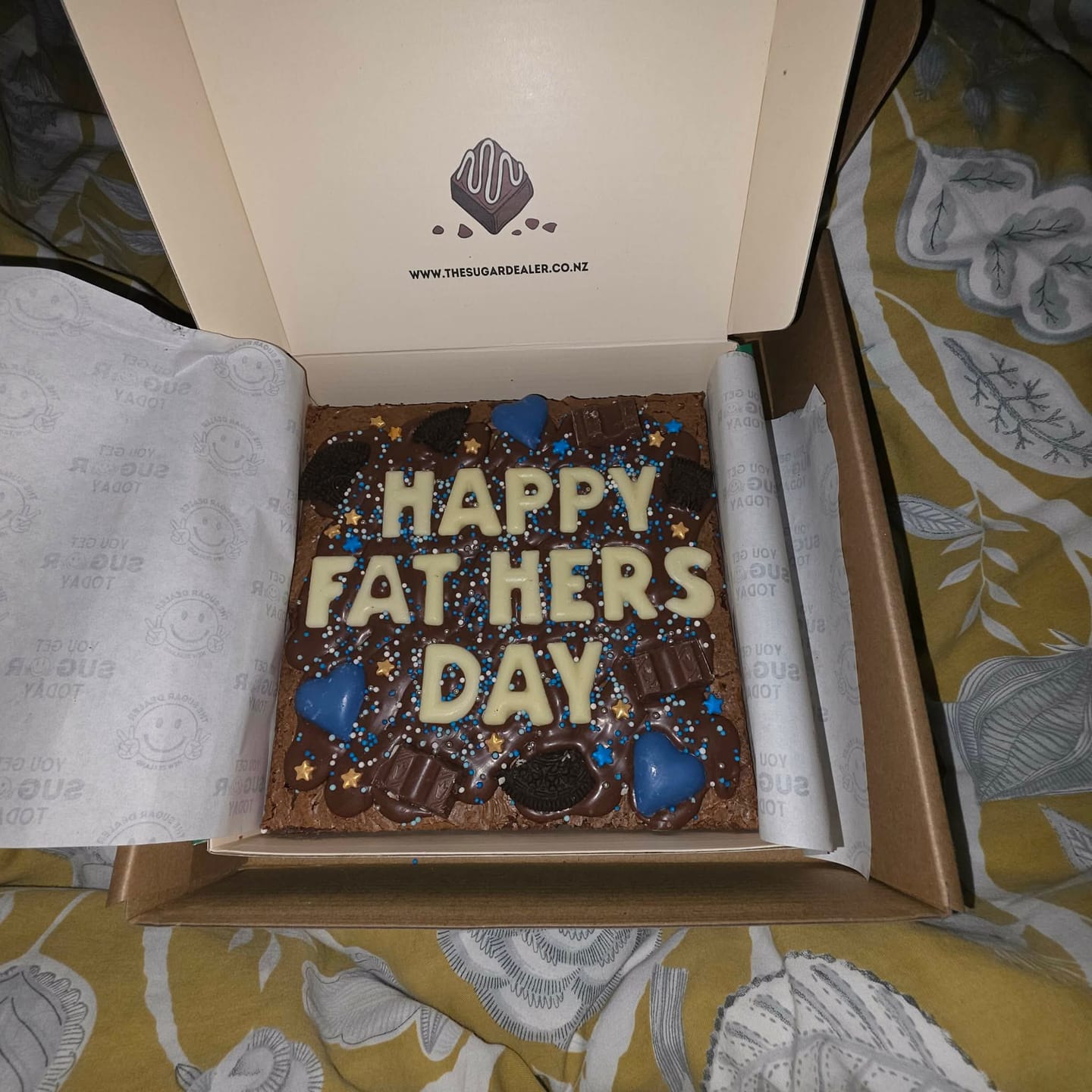 Customer photo review of Custom message fathers day brownie