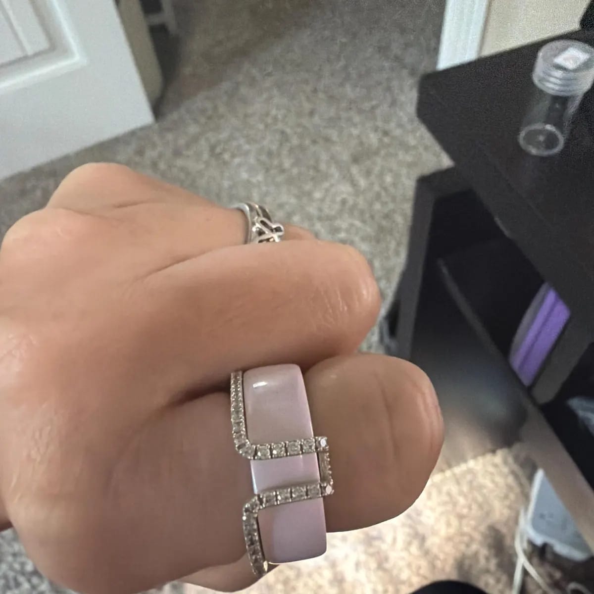 Customer photo review of Oura Ring Cover CZ Pave Band Sterling Silver Smart Ring Enhancer