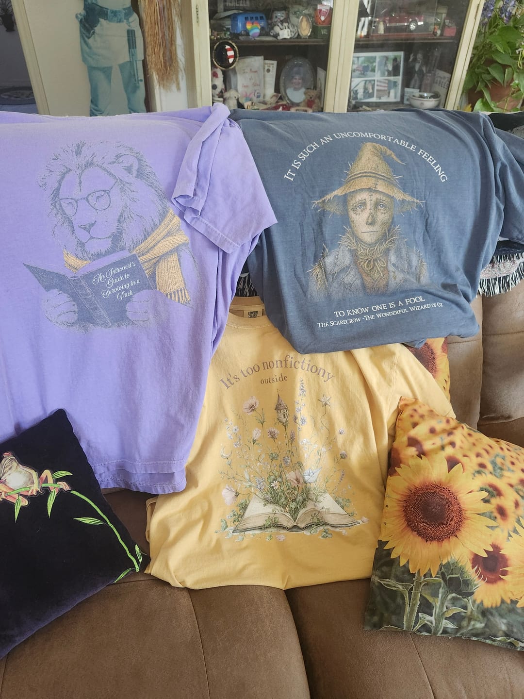 Customer photo review of It's Too Nonfictiony Outside Floral Book Literary T-Shirt