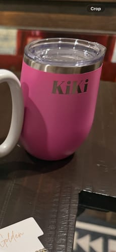 Customer photo review of Custom Engraved 12 oz Insulated Stemless Wine Tumbler