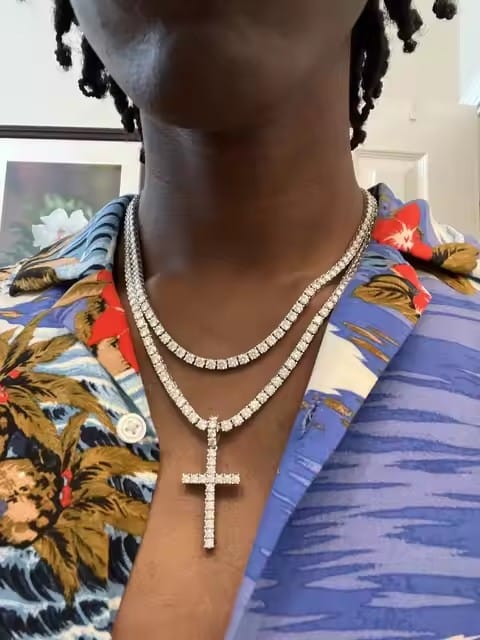 Customer photo review of 2mm 3mm 4mm 5mm 6.5mm Moissanite Tennis Necklace, 925 Silver Gold-Plated