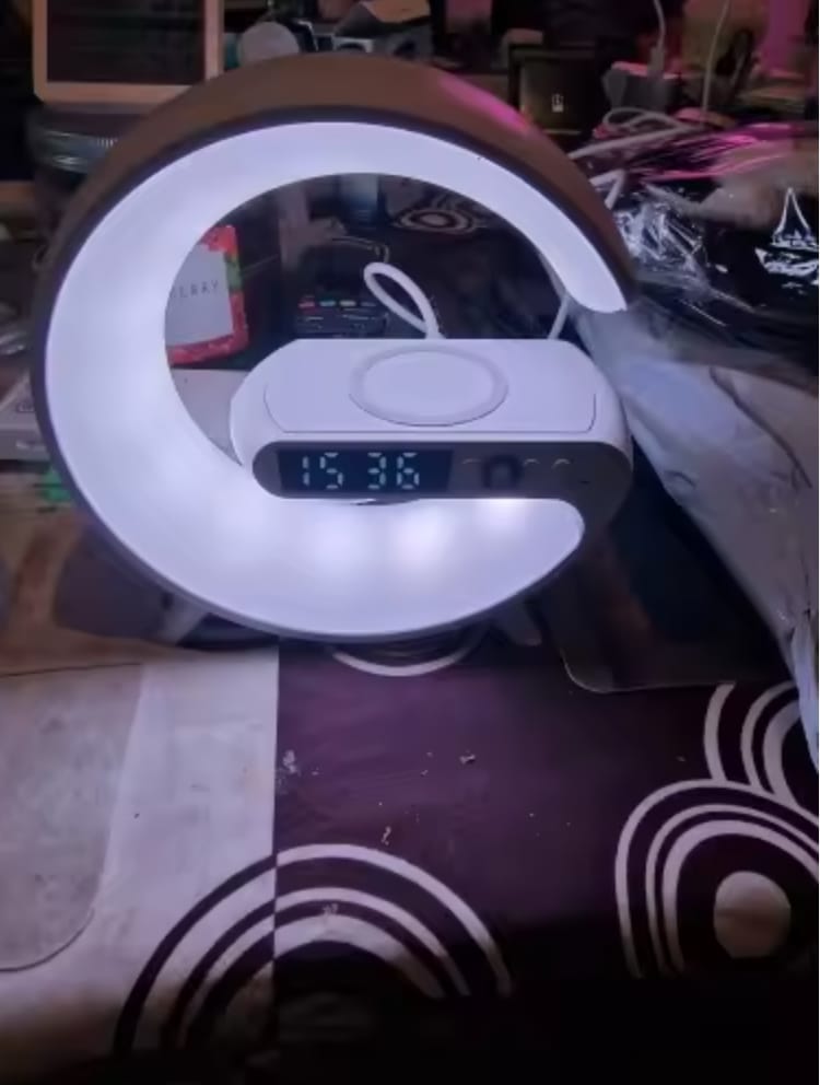 Customer photo review of Sol 3-in-1 Bluetooth Alarm Clock | Wireless Charger & LED Nightstand Speaker