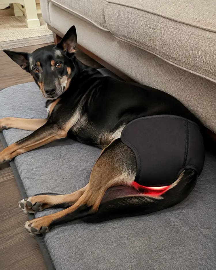 Customer photo review of LumaWrap Red Light Pet Wrap