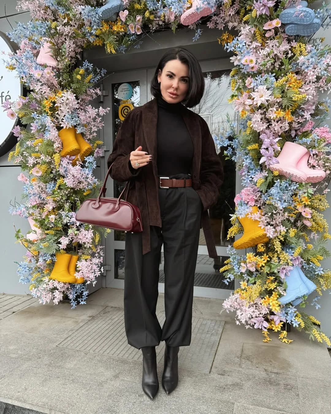Customer photo review of Teresa Belted Suede Trench Coat