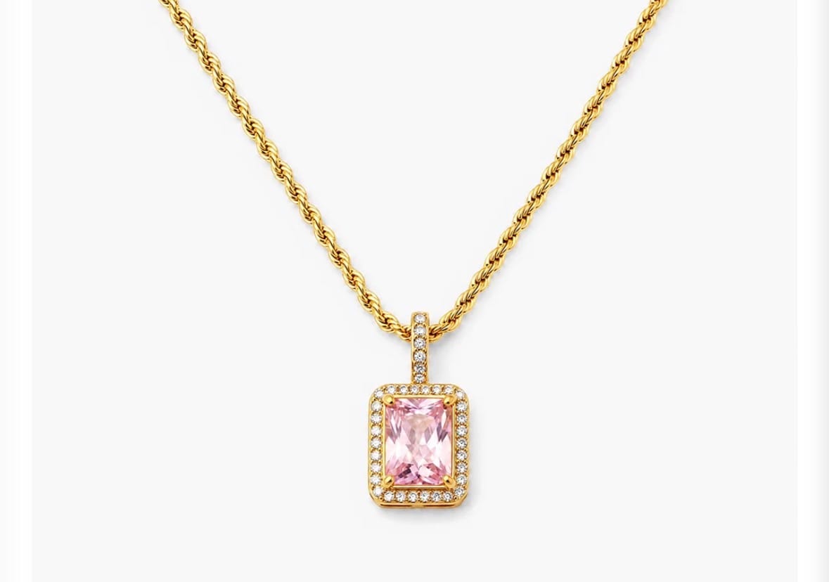 Customer photo review of Pink Emerald Geometric Pendant