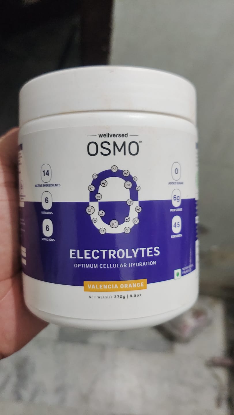 Customer photo review of OSMO - Electrolyte Hydration Blend (Advanced Salts + Taurine & Vitamins) | Valencia Orange Flavour (270g, 45 servings)