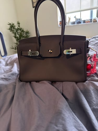 Customer photo review of HM SHOULDER BIRKIN 29CM IRON GRAY CALFSKIN SILVER HARDWARE