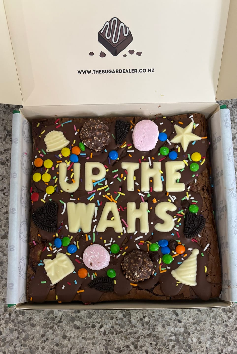 Customer photo review of Custom message birthday brownie