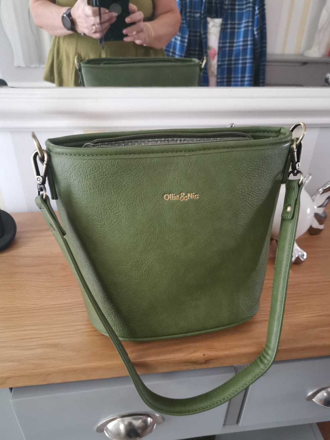 Customer photo review of Bella Mini Bucket Bag - Apple Green