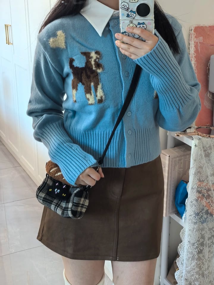 Customer photo review of APEA Puppy Jacquard Cropped Knit Cardigan