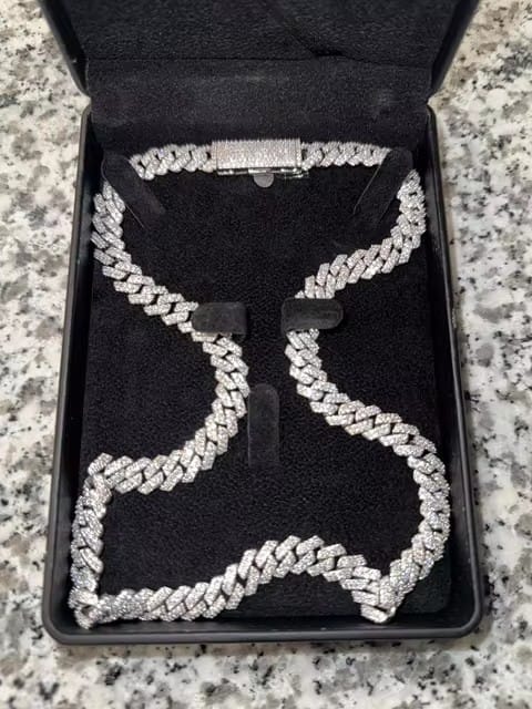 Customer photo review of 10mm Iced Out Moissanite Miami Cuban Link Chain 14K Gold
