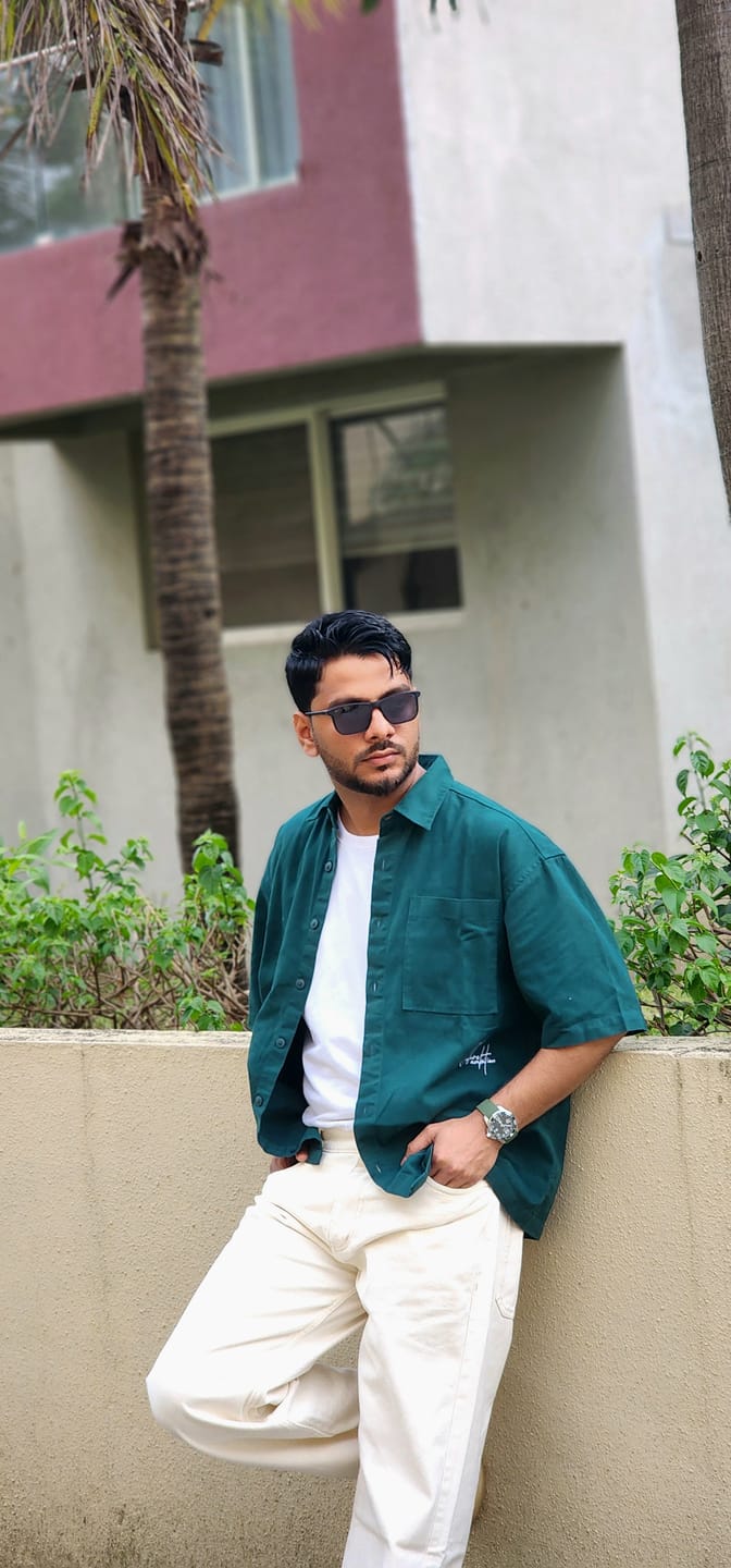 Customer photo review of Dark Teal Embroidered Structured Shirt 100% Cotton