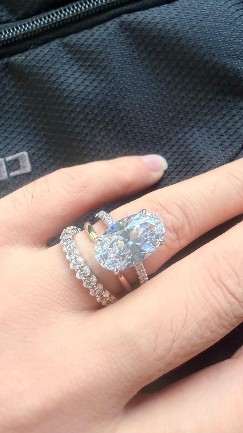 Customer photo review of S925 Luxe 3PC 5.0Ct Oval Cut Hidden Halo Stackable Statement Ring Sets For Social Occasions