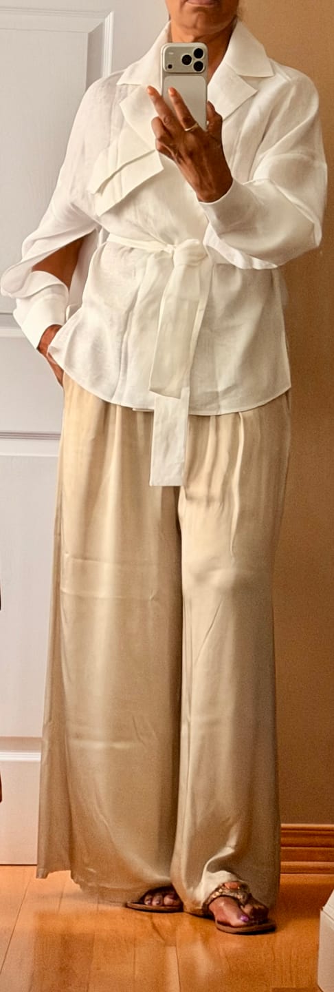 Customer photo review of White Asymmetric Extravagant Shirt