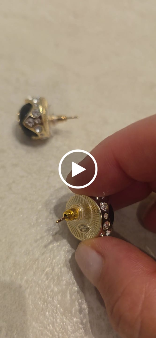 Customer video review of Chanel 2026 Black Enamel Bead Silver Double C Rhinestone Stud Earrings