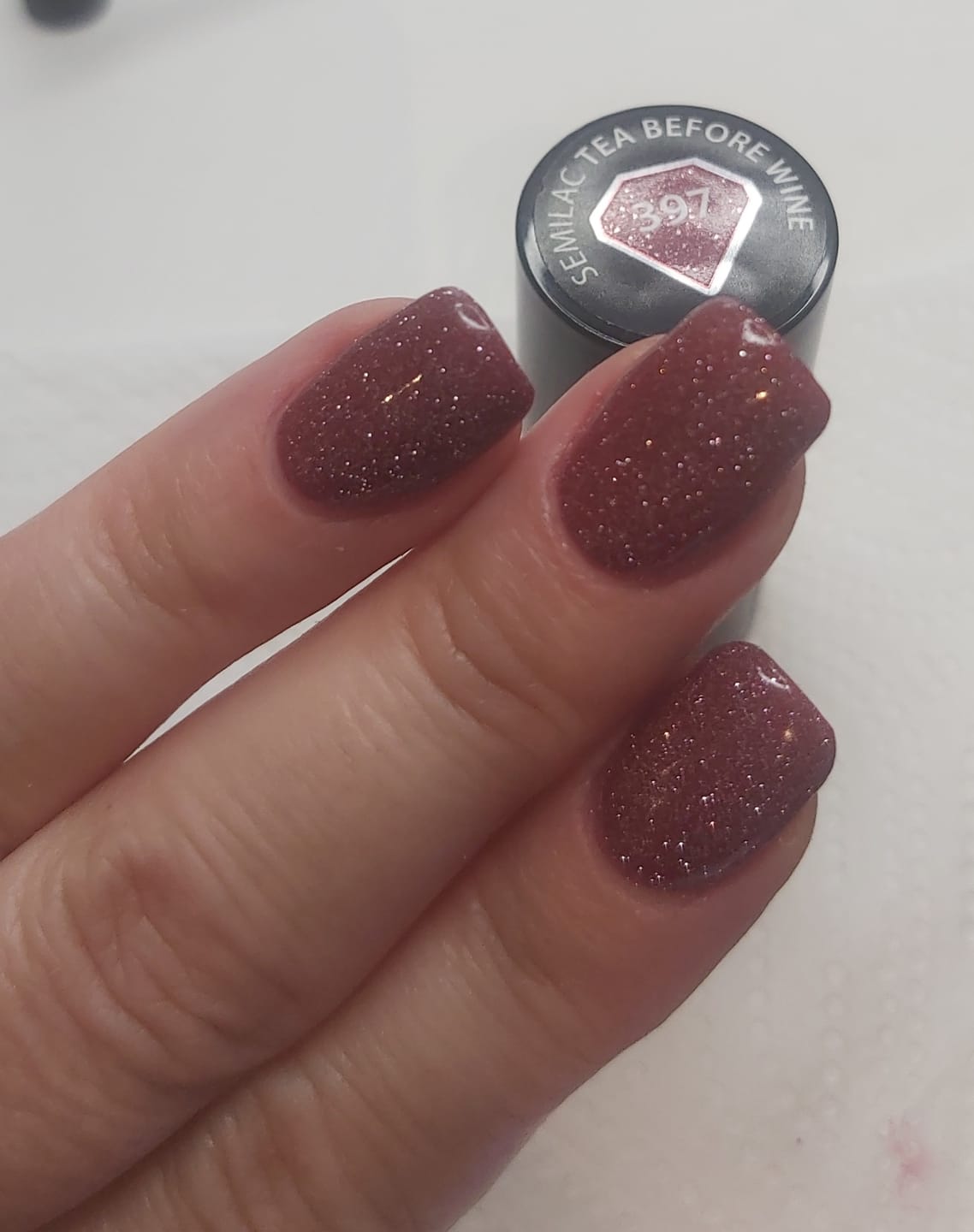Customer photo review of Semilac 397 Tea Before Wine UV Gel Polish