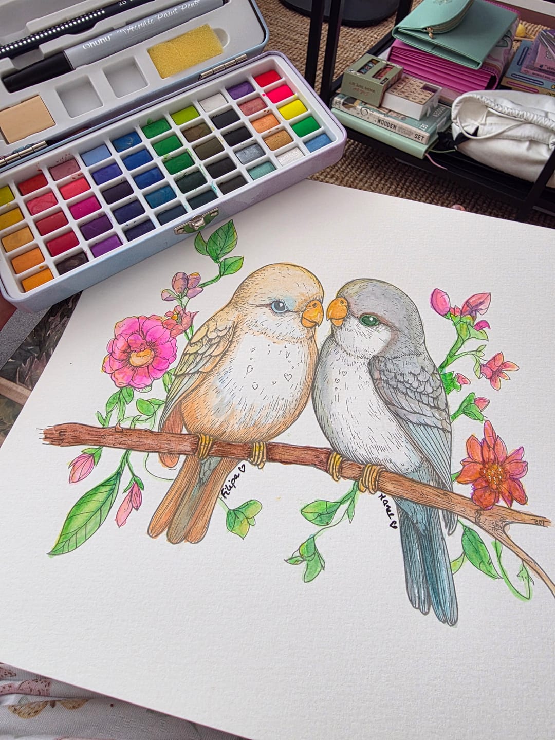 Customer photo review of Ohuhu 50 Colors Portable Watercolor Paint Set