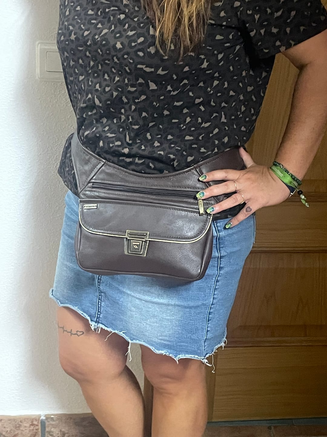 Customer photo review of Riñonera "Classic Brown Chocolate & Old Gold” + Bolsillo trasero · Piel · Pieza Exclusiva Núm. 19066