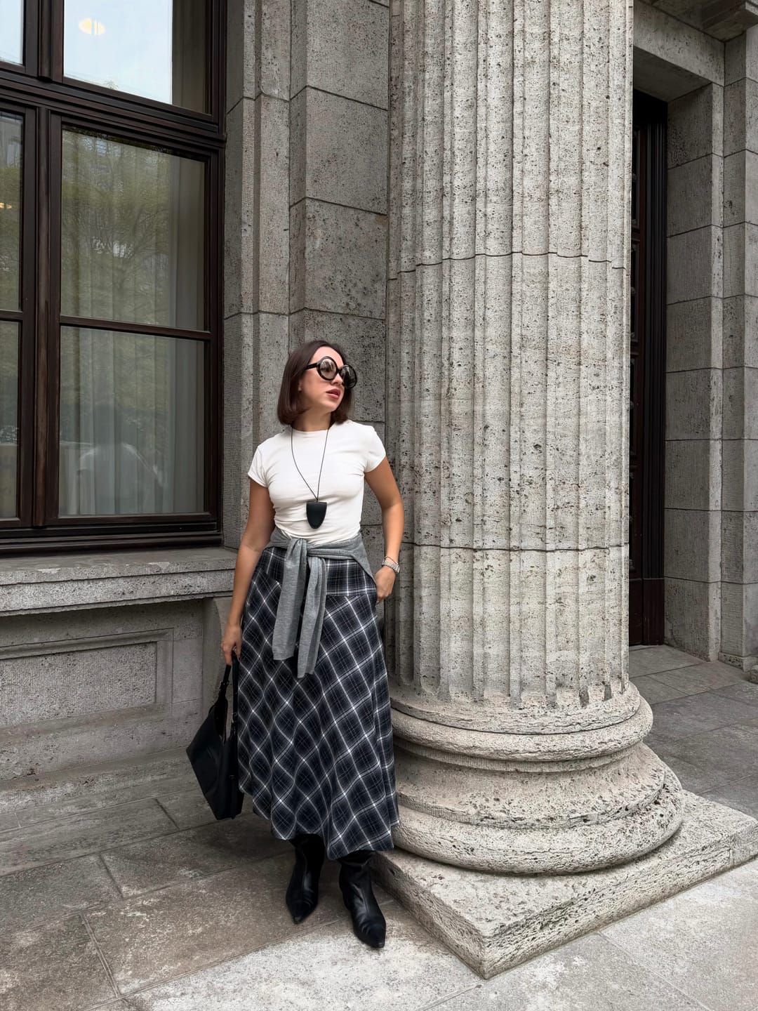 Customer photo review of LILY Flannel Plaid A-Line Skirt