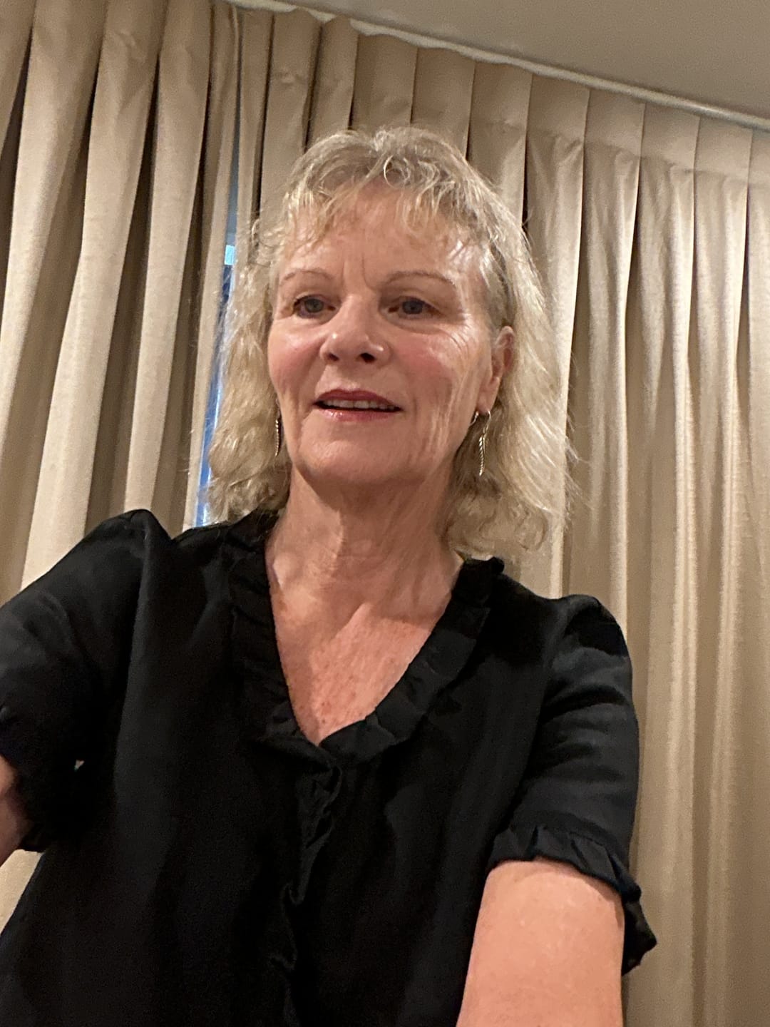 Customer photo review of Tiffany Ruffle Linen Top - Black