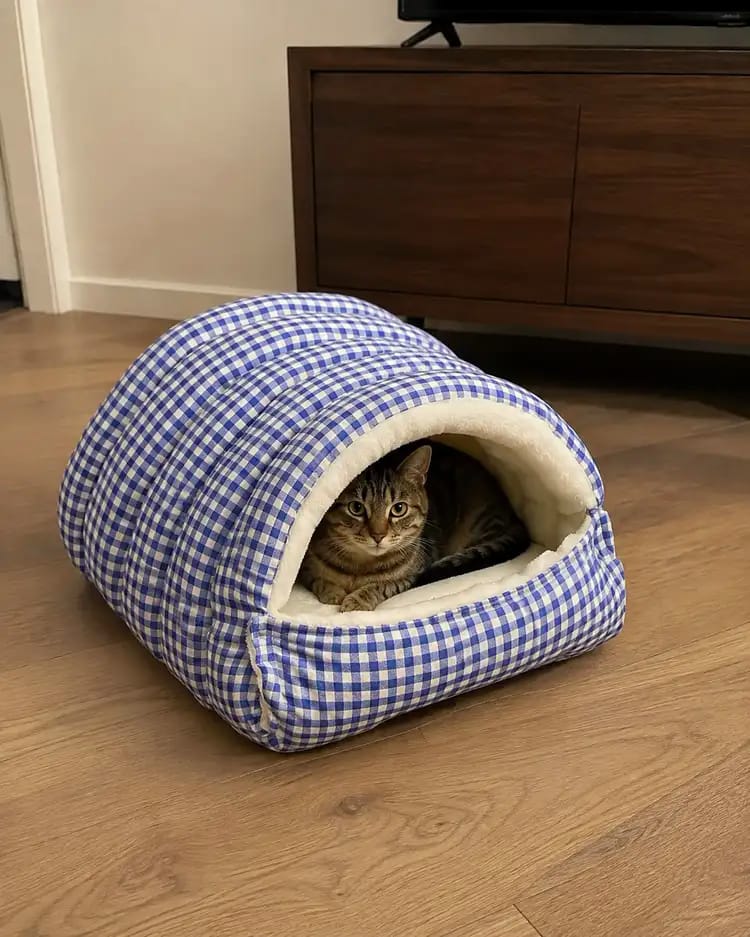 Customer photo review of Cozy Cave Pet Bed for Security & Warmth