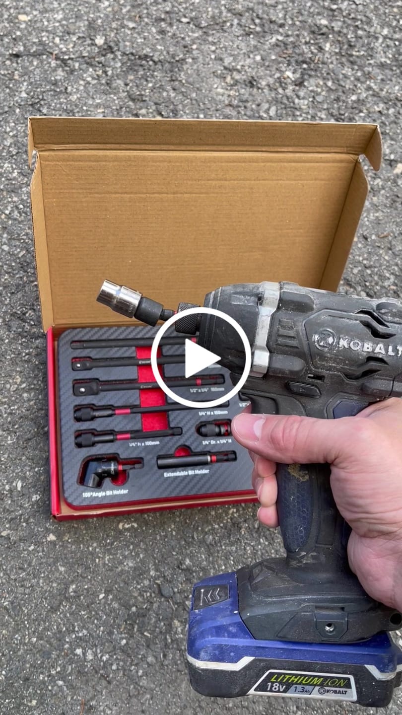 Customer video review of 14-Piece Impact Driver Socket Adapter Kit with Right Angle Drill Attachment, Universal Joints, Extension Bit Holders & 1/4", 3/8", 1/2" Drive Adapters