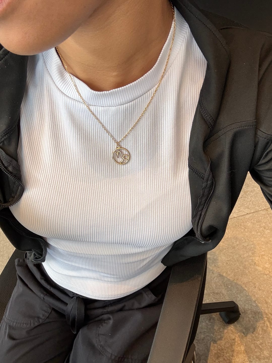 Customer photo review of Zodiac Sign Pendant Necklace
