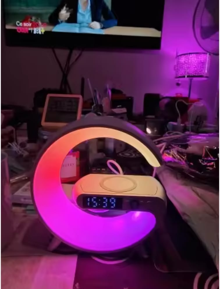 Customer photo review of Sol 3-in-1 Bluetooth Alarm Clock | Wireless Charger & LED Nightstand Speaker