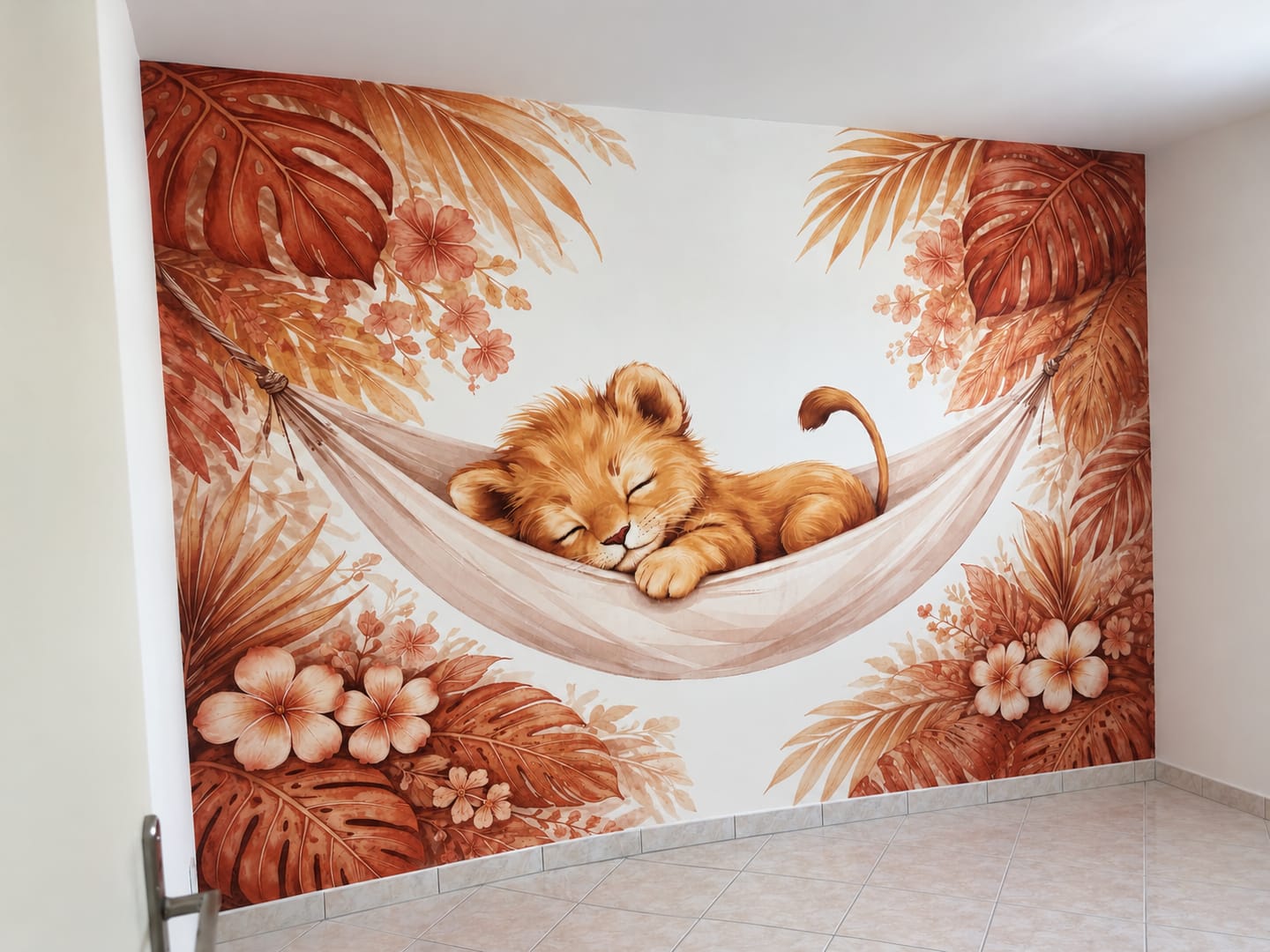 Customer photo review of Papier Peint Animaux   Lion Endormi Terracotta