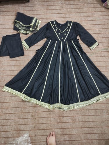 Customer photo review of EMB003 Linen Black Embellished Anarkali - 3 Piece