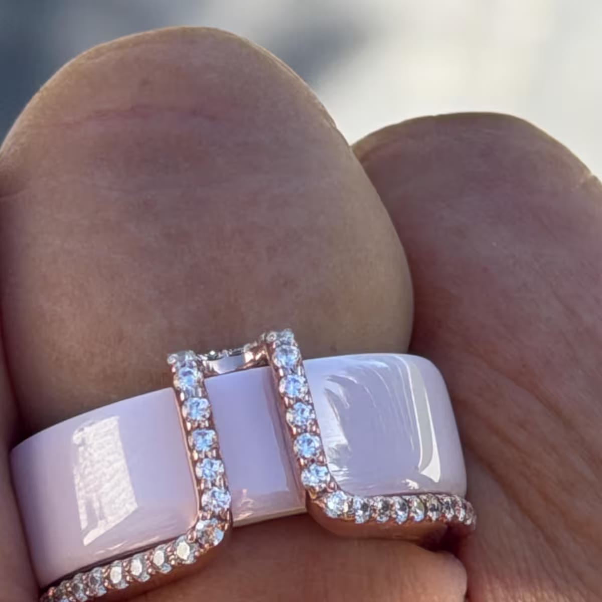 Customer photo review of Oura Ring Cover CZ Pave Band Sterling Silver Smart Ring Enhancer