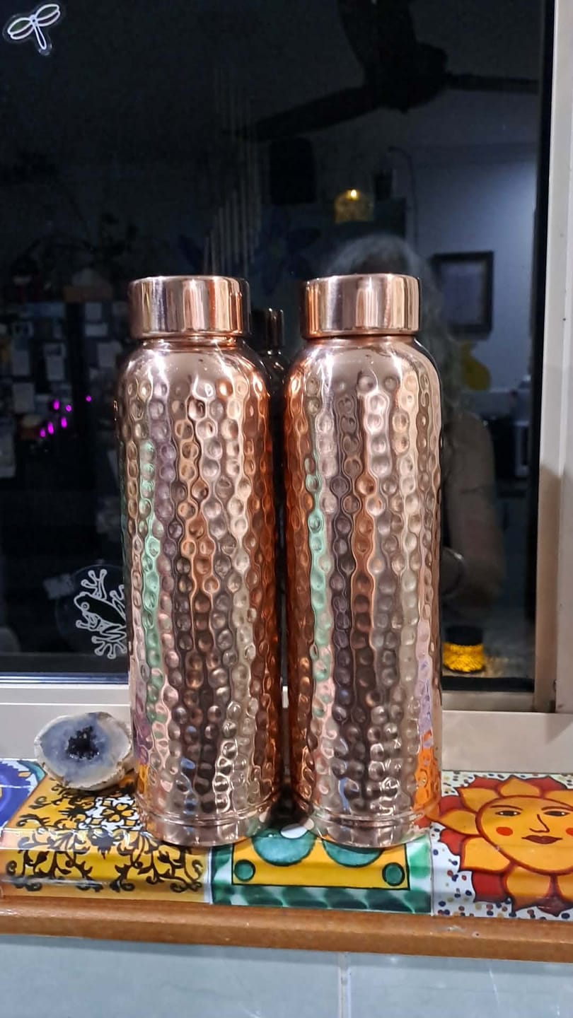 Customer photo review of Hammered Pure Copper Water Bottle 950ml