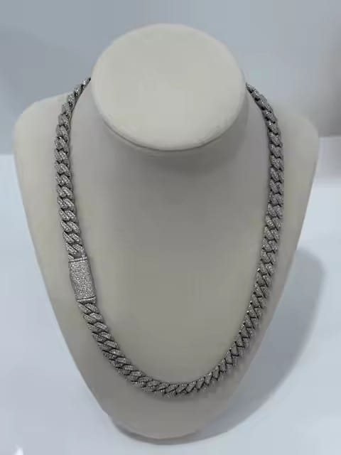 Customer photo review of 13MM 15MM 18MM 20MM VVS Moissanite Three Rows Cuban Chain For Men Iced Out 925 Silver