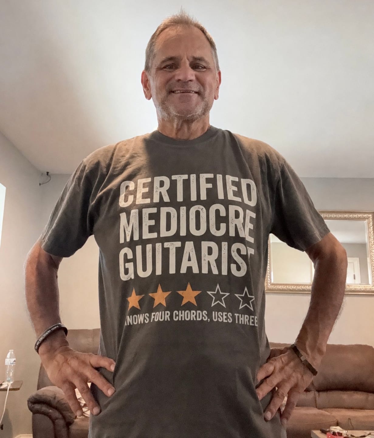 Customer photo review of Mediocre Guitarist T-shirt