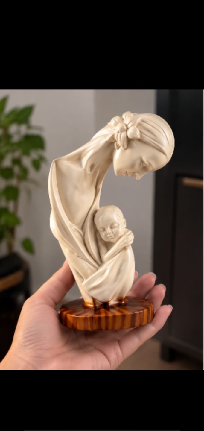 Customer photo review of Elegant Mother & Child Decorative Sculpture with Wooden-Style Base