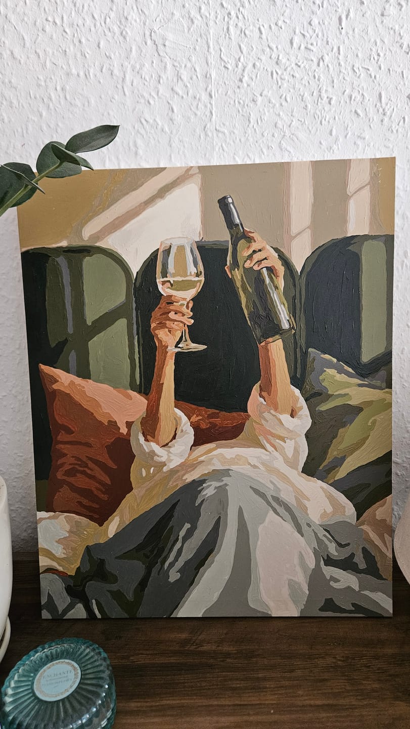 Customer photo review of Wine in Bed | Paint by Number