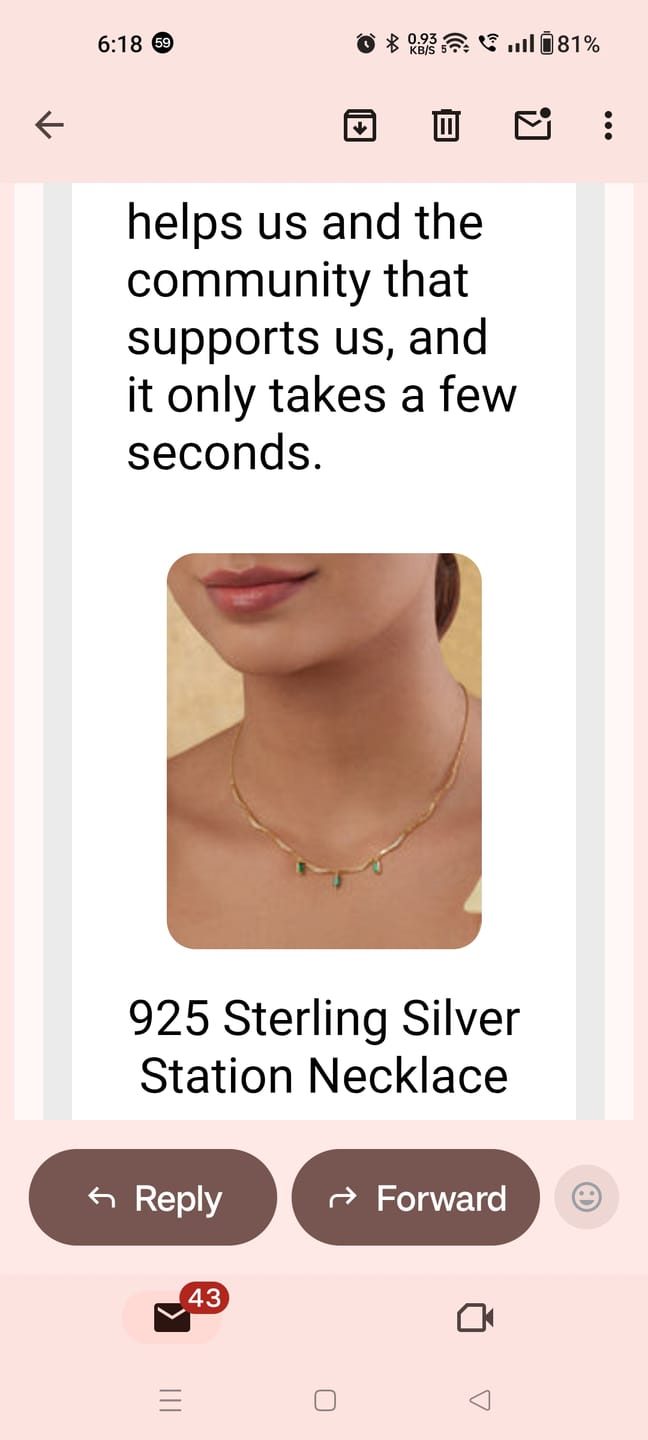Customer photo review of 925 Sterling Silver Station Necklace