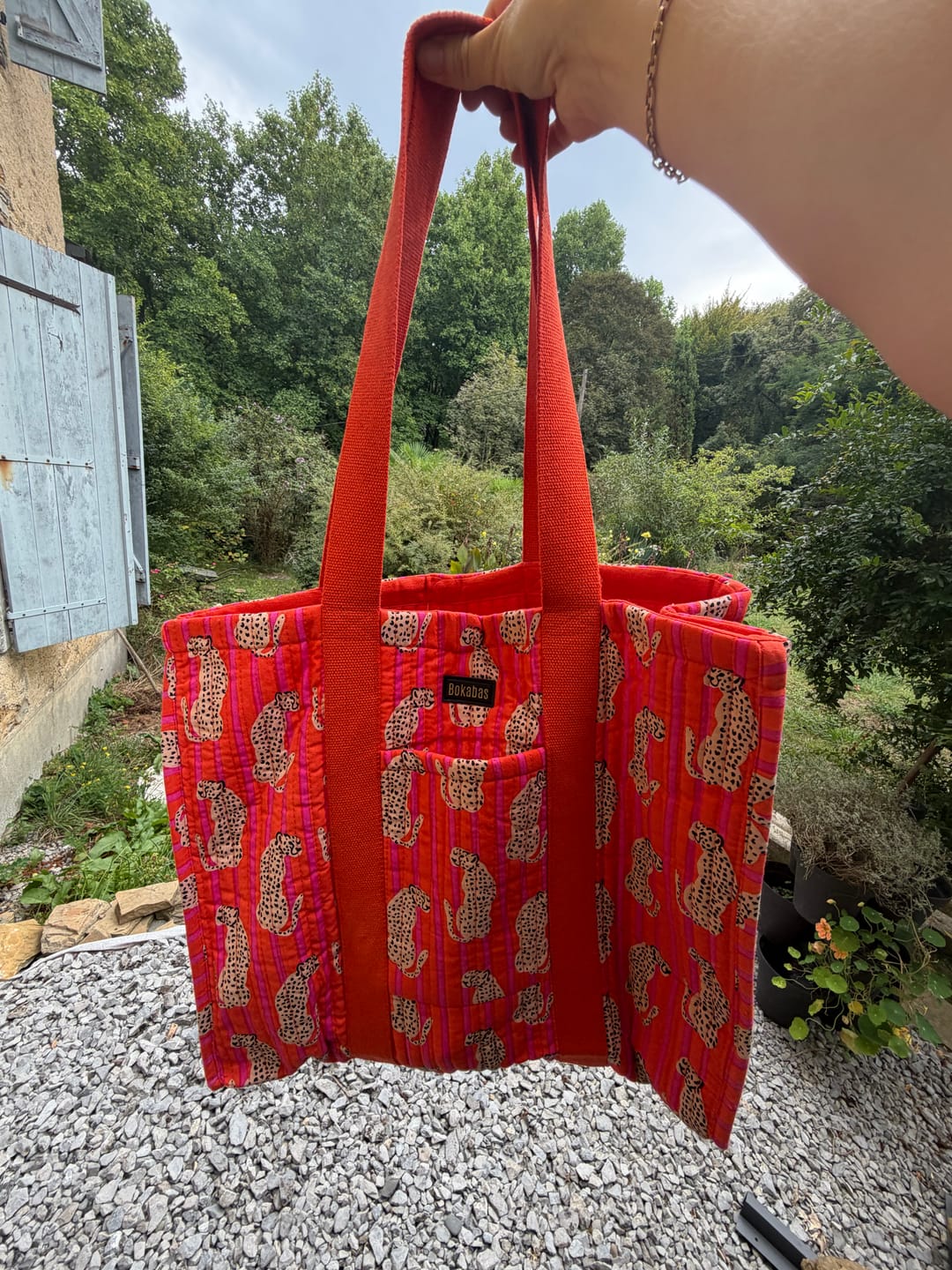 Customer photo review of Sac cabas en tissu matelassé Guepard