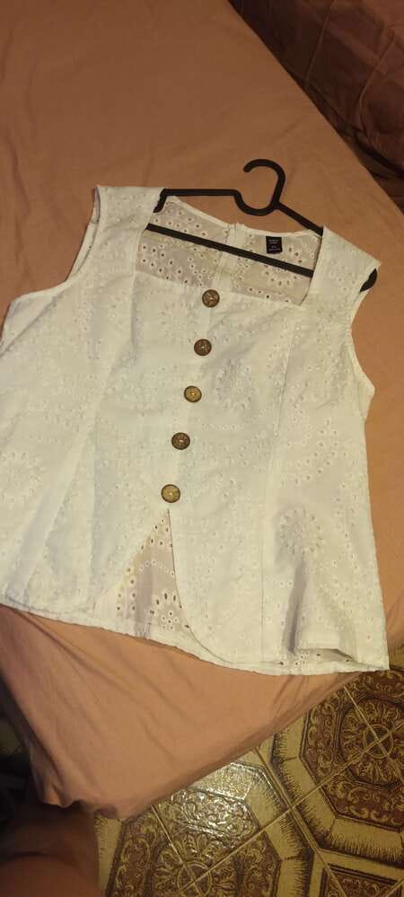 Customer photo review of Ninonine "Seraphina" | Embroidered Eyelet Square-Neck Top