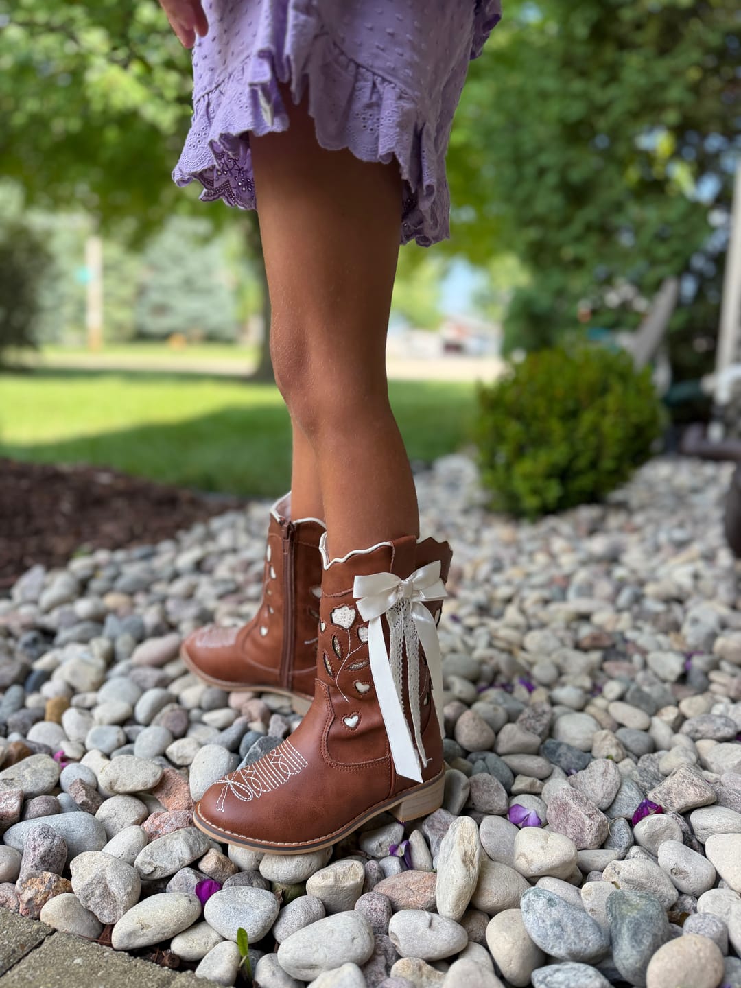 Customer photo review of Sweetheart Bow Cowgirl Boots- Brown