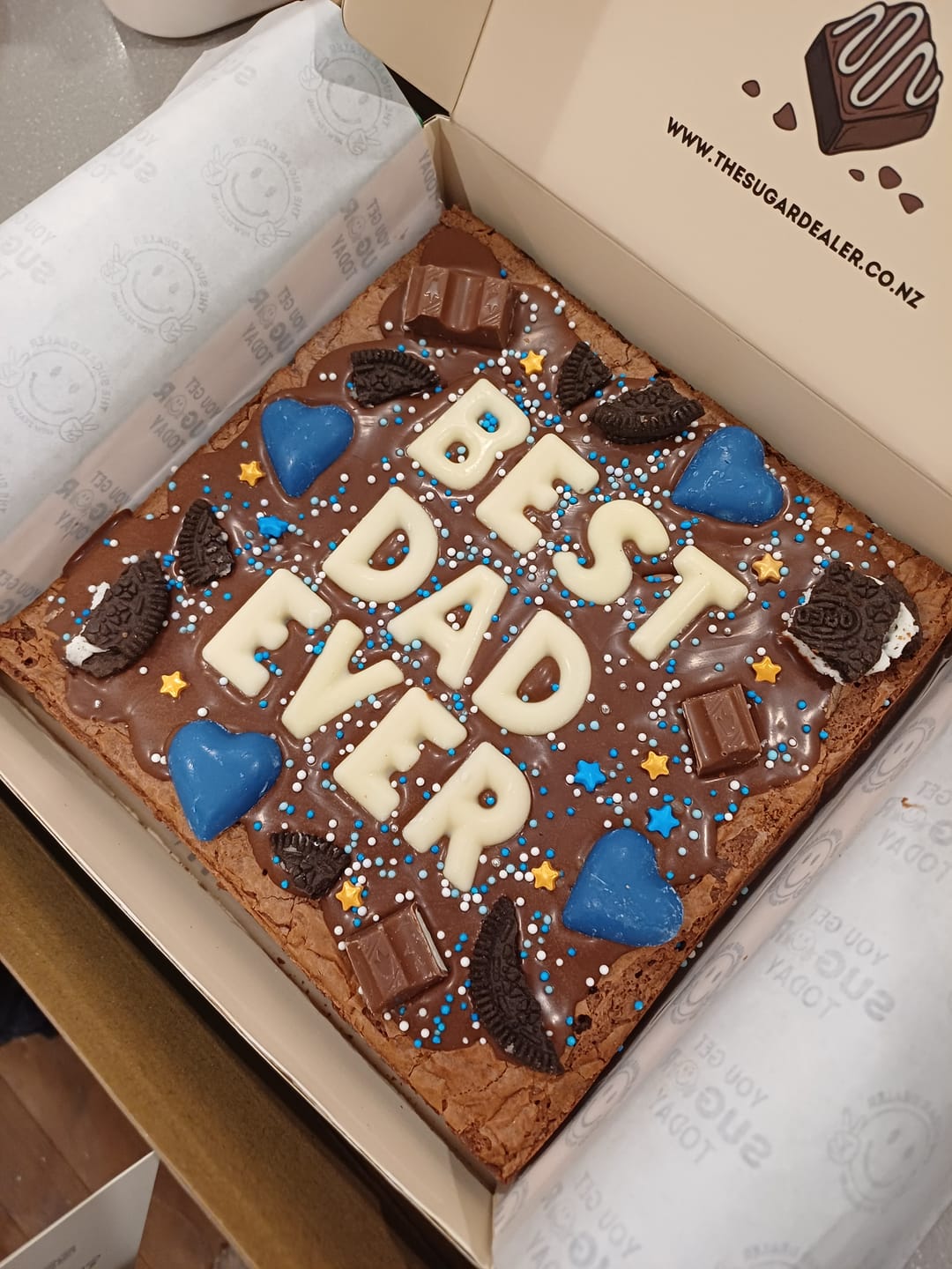Customer photo review of Custom message fathers day brownie