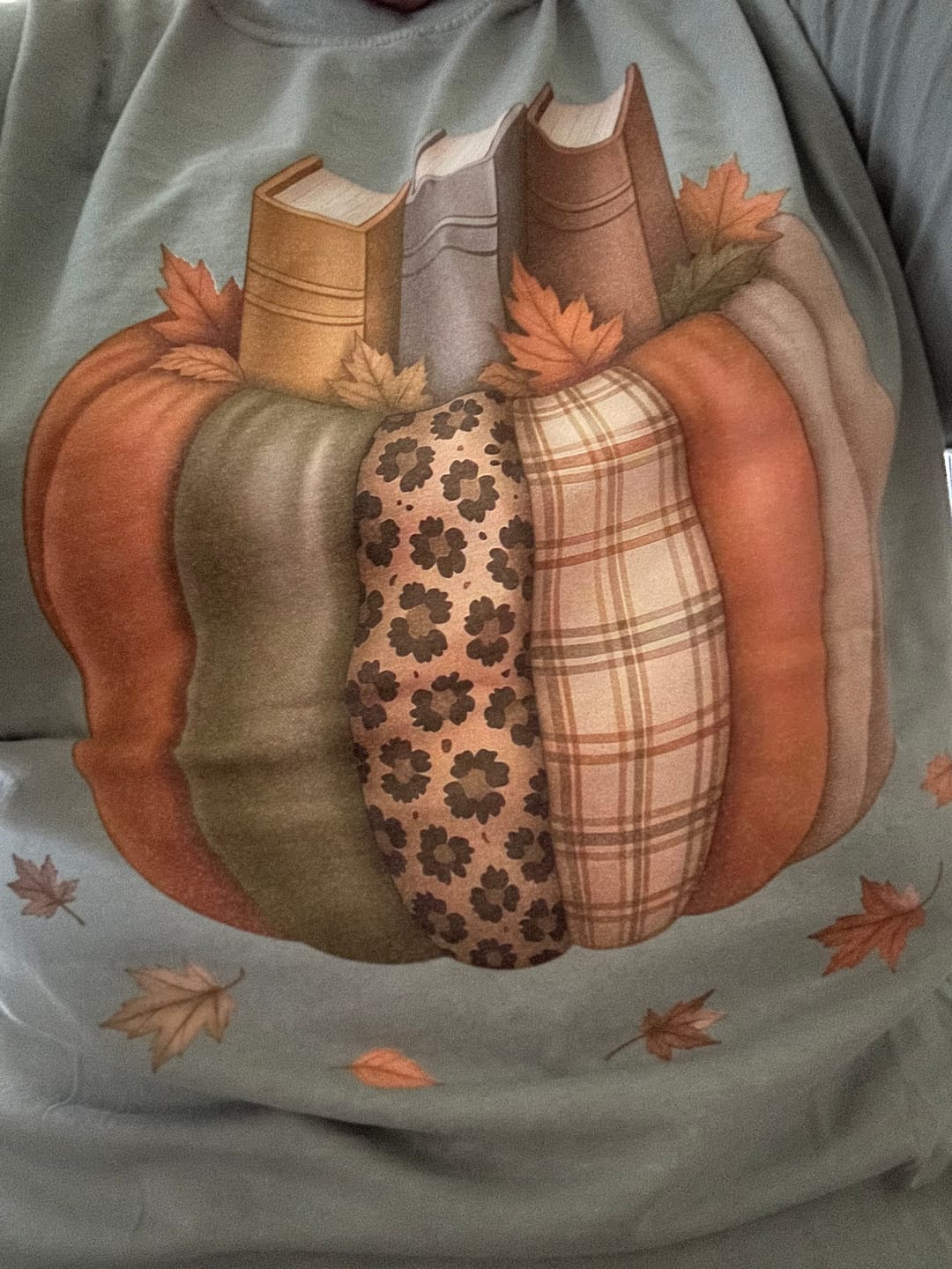 Customer photo review of Autumn Bookshelf T-Shirt