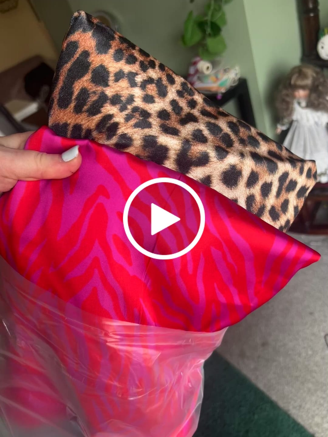Customer video review of Pink Red Zebra Print Satin Fabric by the Metre