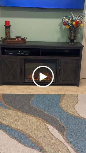 Customer video review of Corin 58" Barn Door Farmhouse Fireplace TV Stand