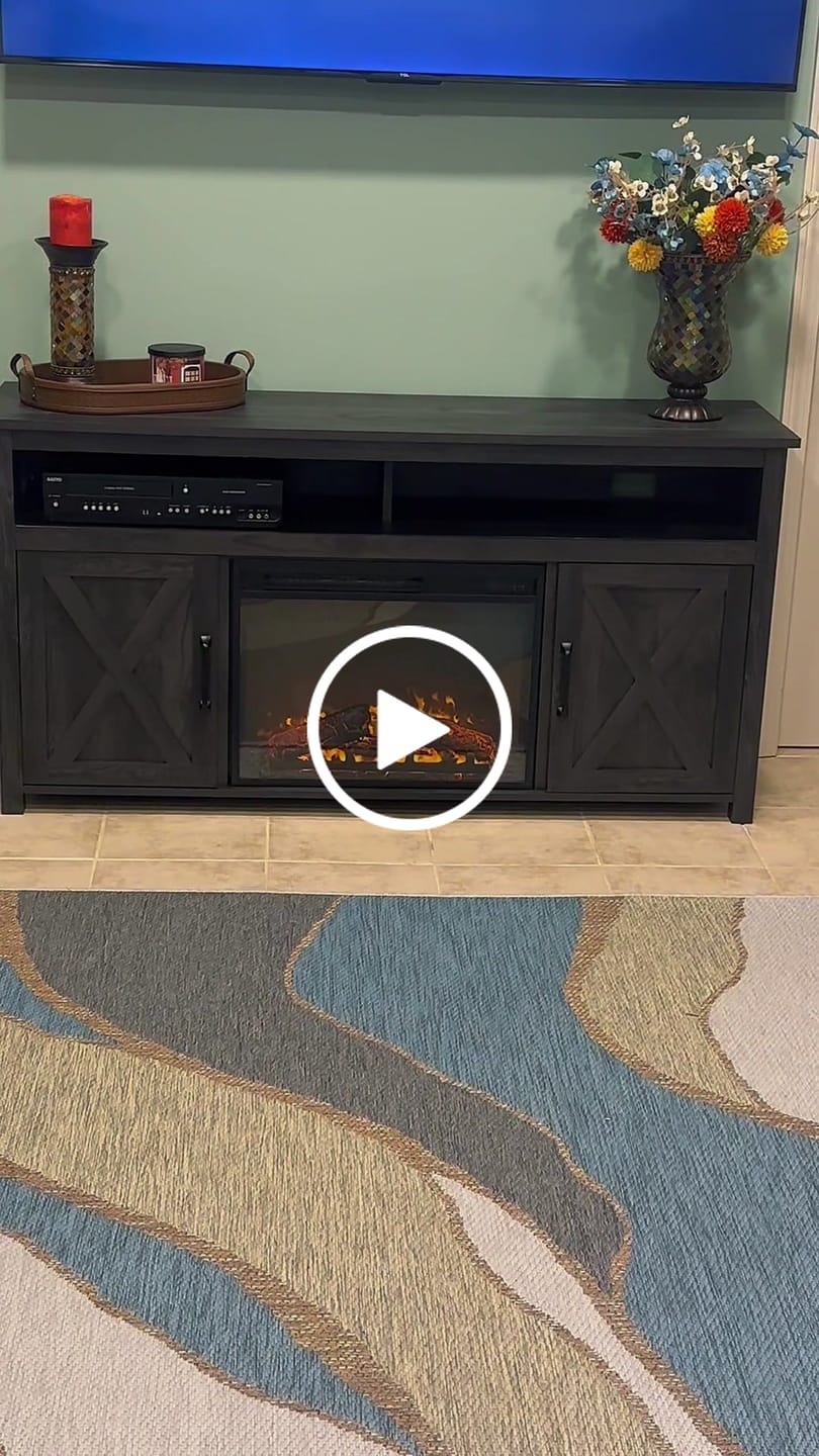 Customer video review of Corin 58" Barn Door Farmhouse Fireplace TV Stand