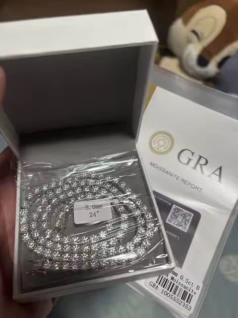 Customer photo review of 2mm 3mm 4mm 5mm 6.5mm Moissanite Tennis Necklace, 925 Silver Gold-Plated