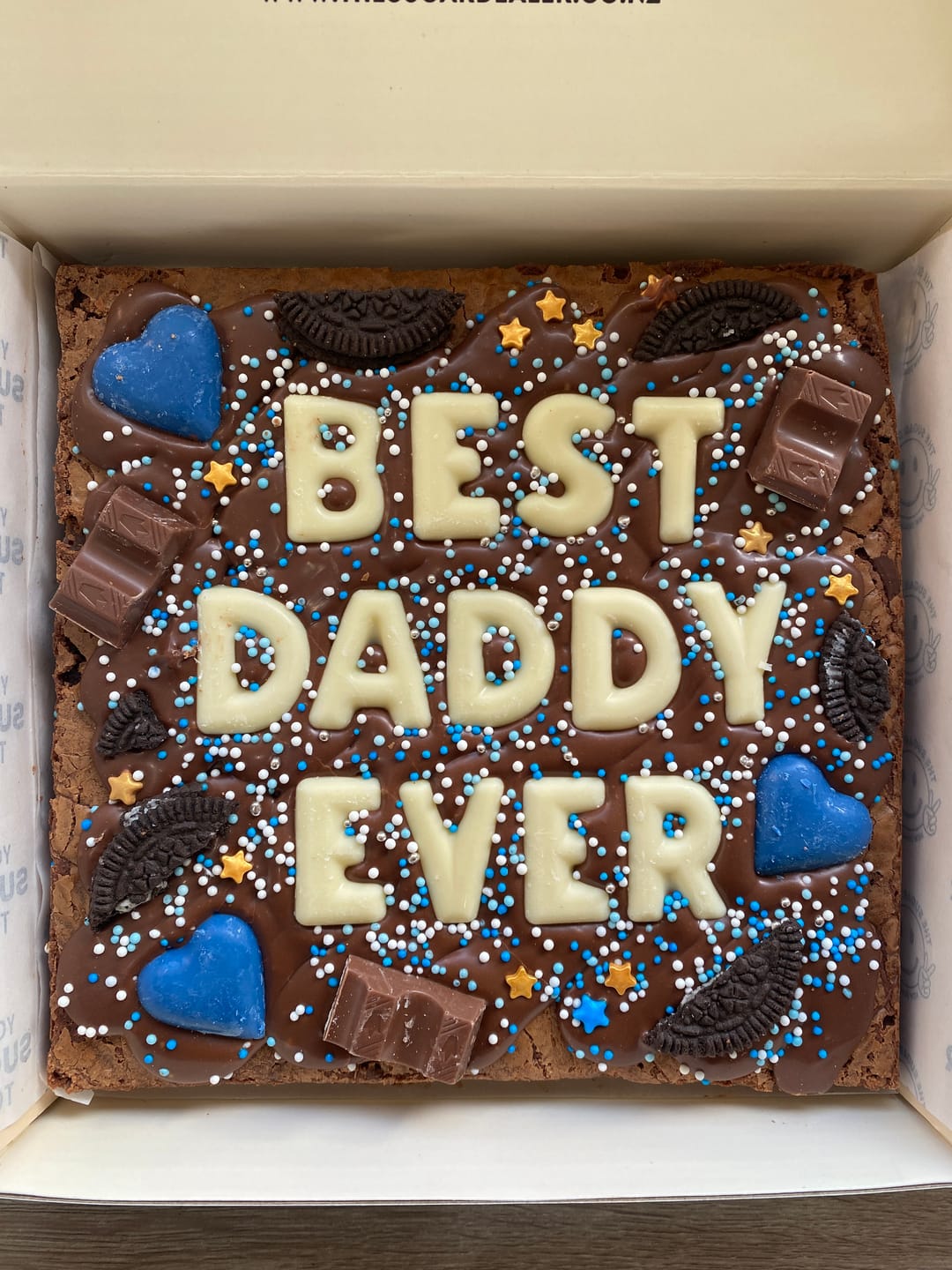 Customer photo review of Custom message fathers day brownie