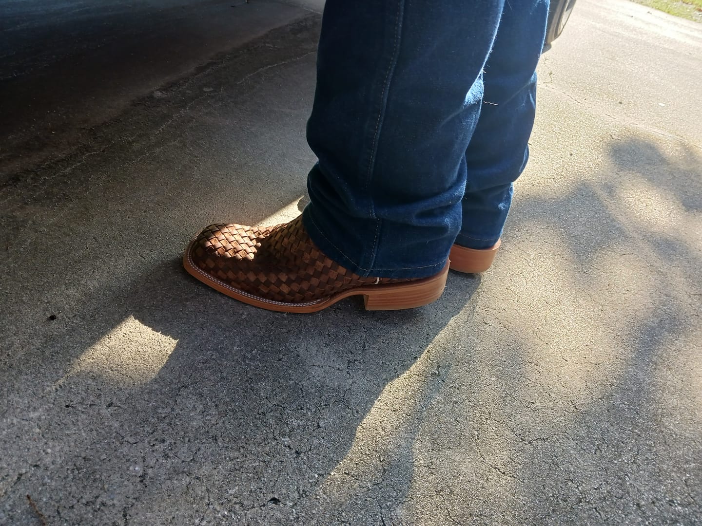 Customer photo review of Tan Basketweave Boots -Square Toe