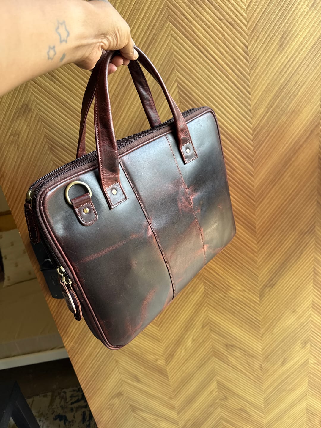 Customer photo review of Harbor Laptop Briefcase, Brown